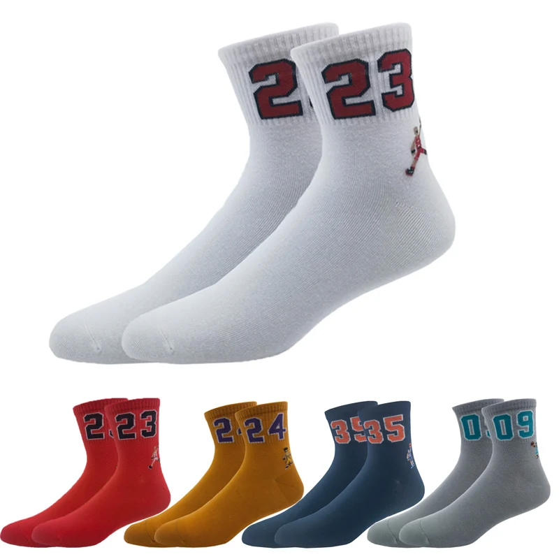 

High Quality Fashion Men's Breathable Basketball Socks Elite Thick Sports Socks Unisex Harajukumen's Happy Funny Embroider Socks
