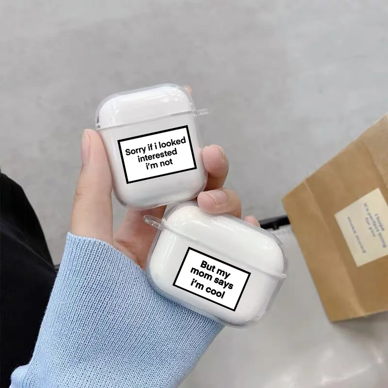 Чехол для наушников Airpods 1 2 3 Pro с забавными надписями извините если мне интересно