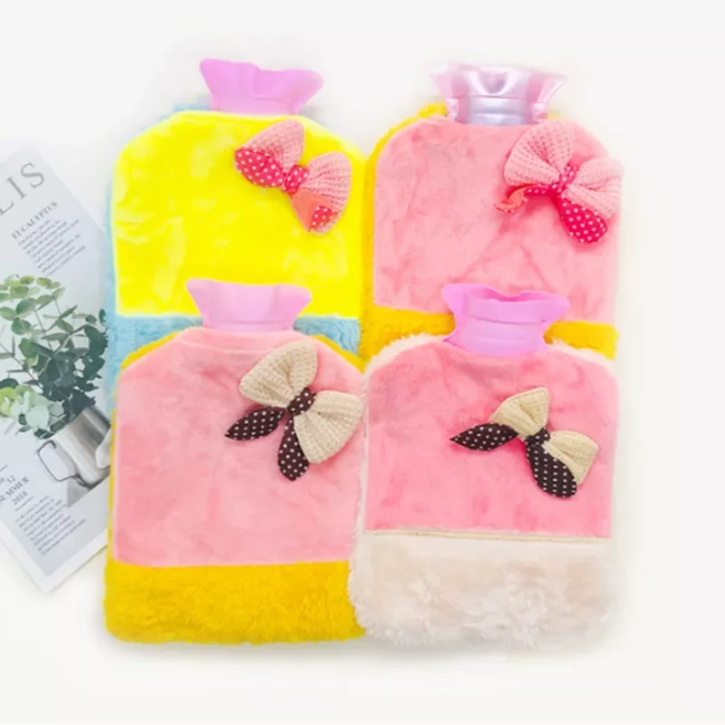 

Warm Heat Reusable Hand Warmer Cute Bow PVC Stress Pain Relief Therapy Hot Water Bottle Bag with Soft Cozy Cover