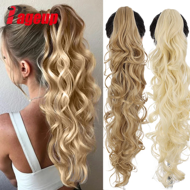 

Pageup Synthetic hair Claw Clip On Wave Ponytail Hair Extension Culy Ponytail Extension Hair For Women PonyTail Hair Hairpiece