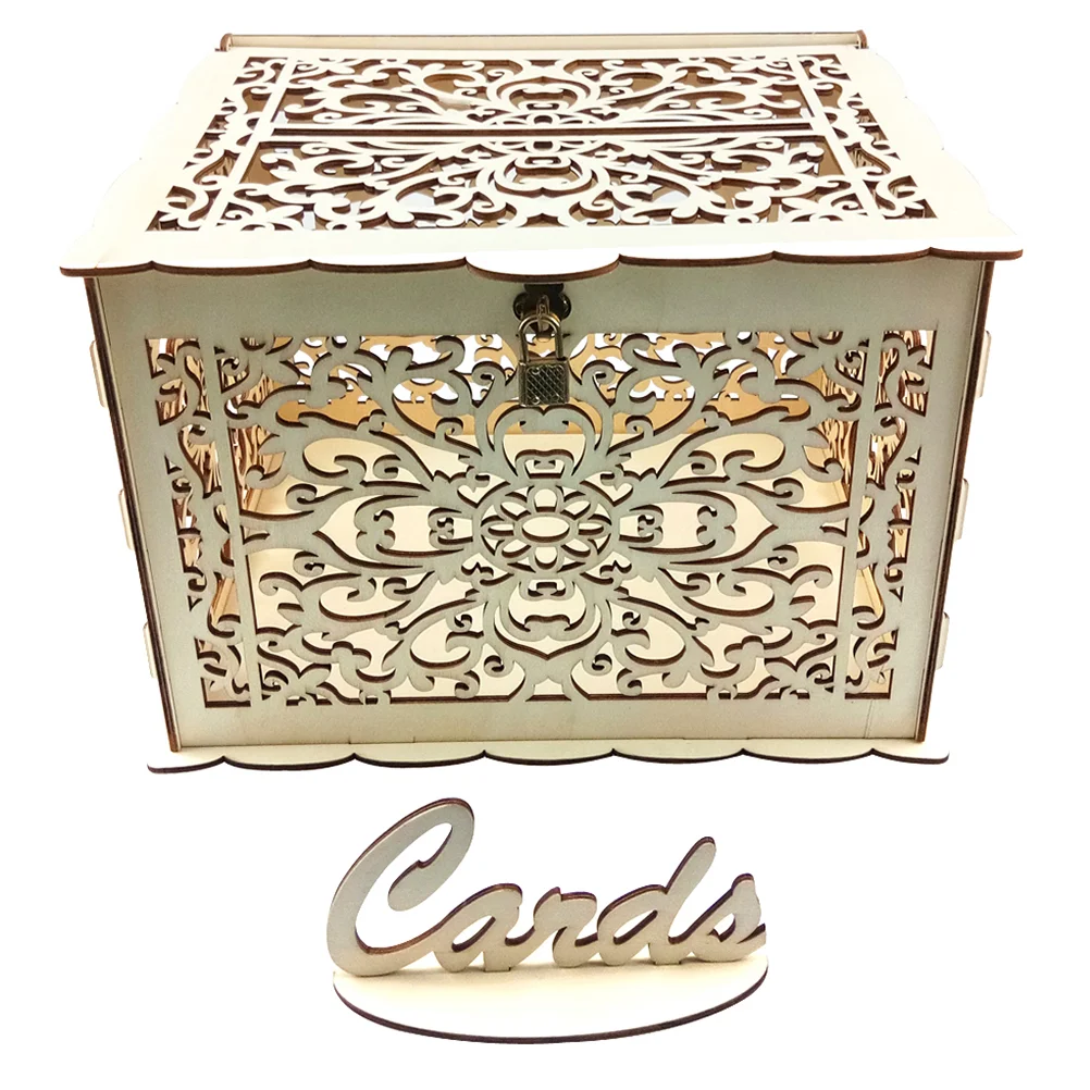 Чехол для хранения карточек полая коробка писем деревянная декоративная