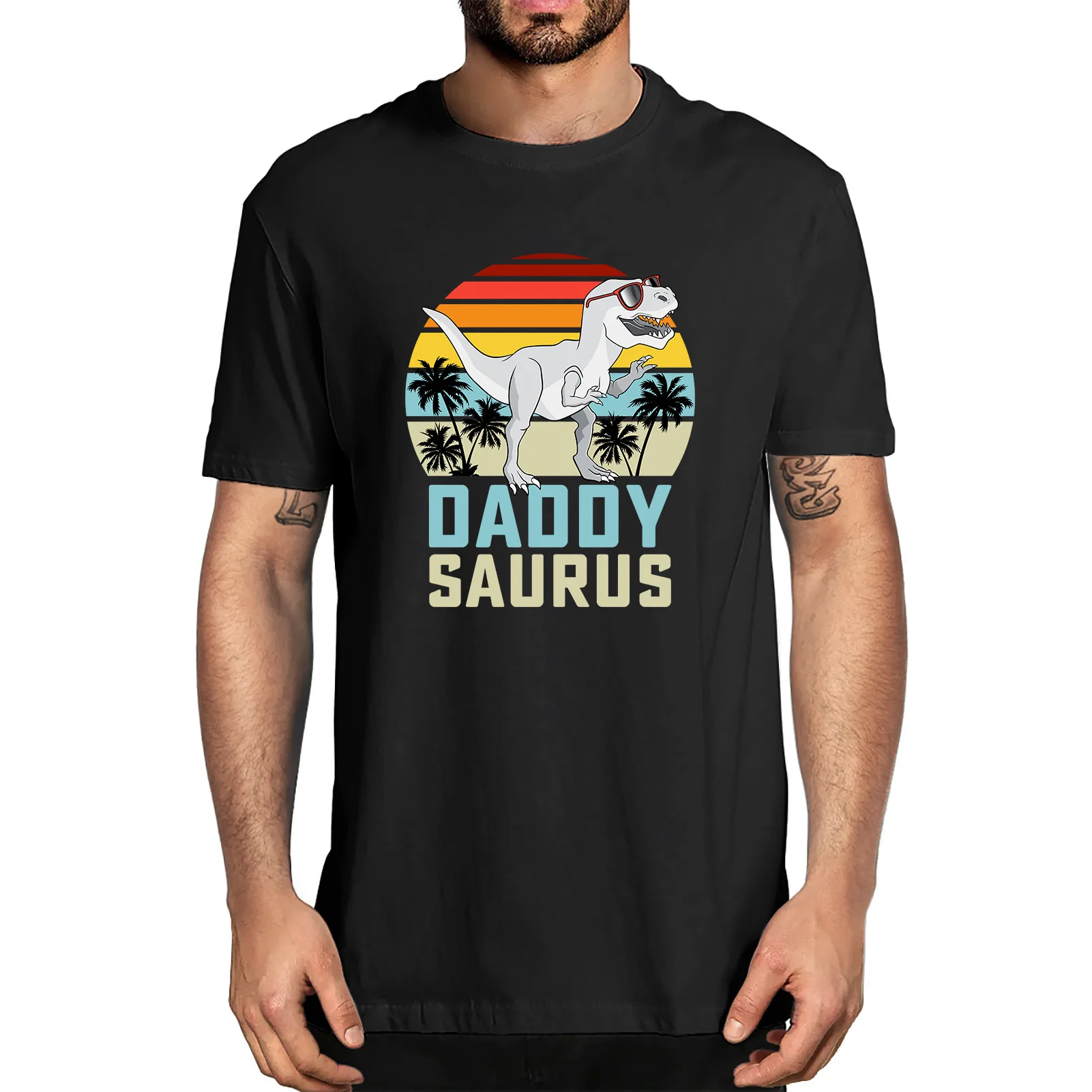 

Unisex Daddysaurus T Rex Dinosaur Daddy Saurus Family Matching Fathers Day Gifts Funny Tshirt Men's 100% Cotton Novelty T-Shirt