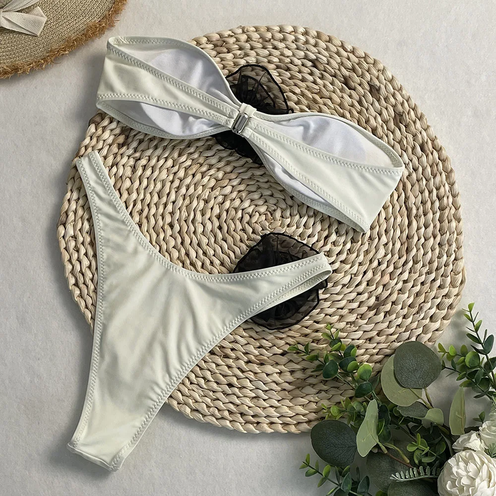 SERENECHIC лето 2024 новый сексуальный комплект бикини без бретелек из двух предметов с