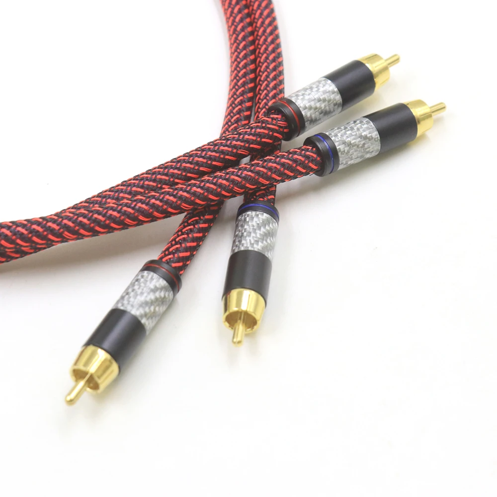 HiFi пара углеродного волокна позолоченный кабель 2RCA 6N OFHC аудиокабель двойной RCA