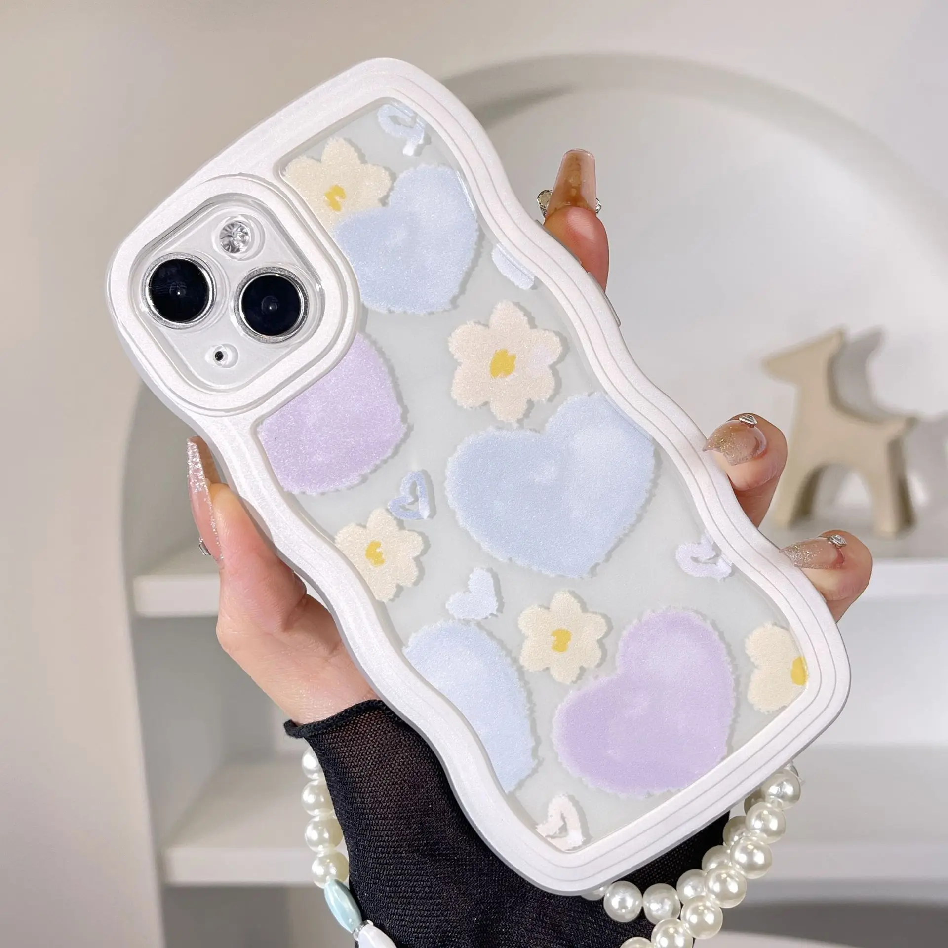 

Premium Wavy Silicone Soft Case With Transparent Cord iphone 14 13 12 11 Pro Max X XS XR 8 7 Plus SE Soft shock Protection Case