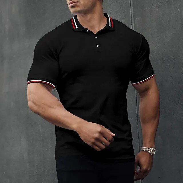 

Leisure Sports Men's Polo Shirt Summer Short Sleeve Solid Color Shirt Polo Collar T-shirt Fitness Camo Top