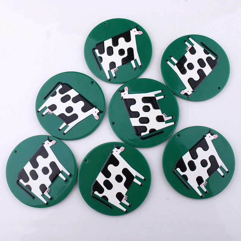 10 шт. 45x45 мм акриловая лампа с рисунком крупного рогатого скота для сережек