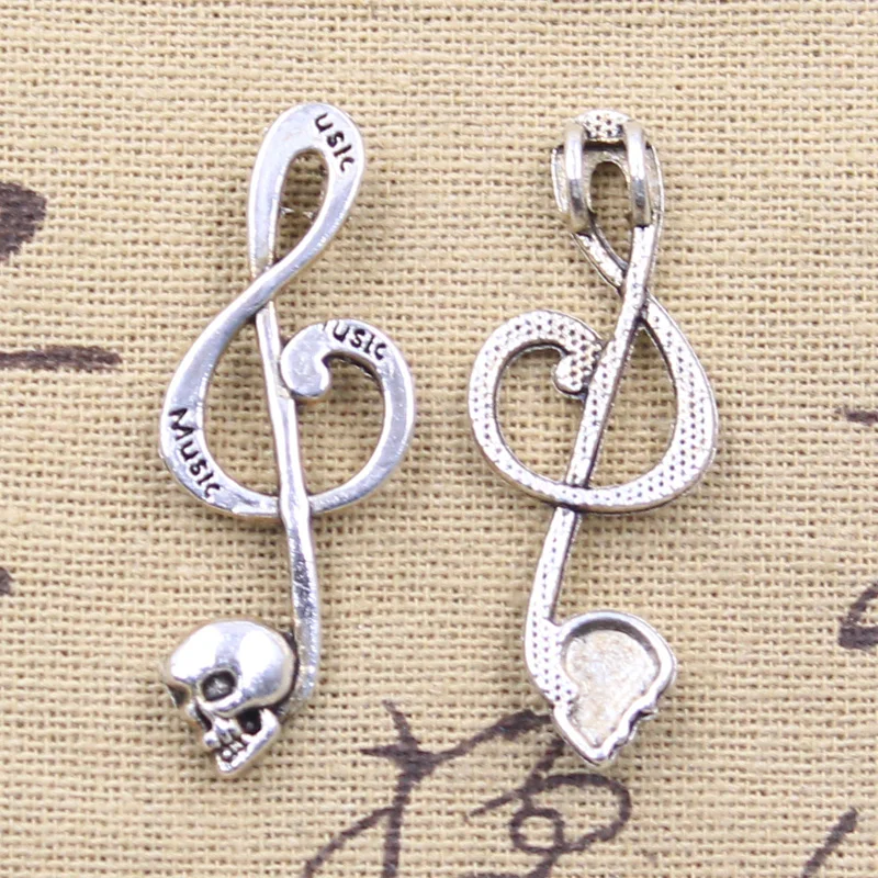 12 шт. Подвески Череп музыкальная нота Скелет голова 41x15 мм антикварная искусственная фурнитура «сделай сам» тибетская бижутерия ручной работы