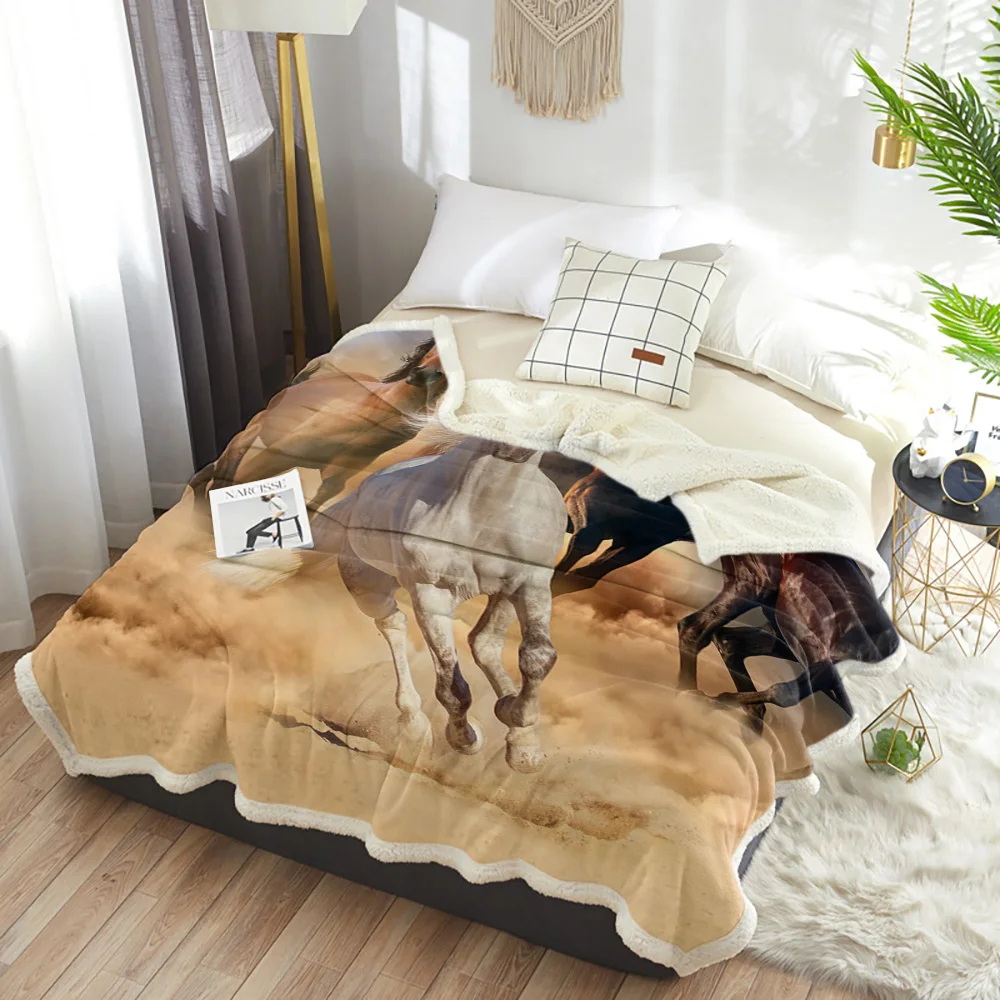 Бегущая лошадь животные одеяла зимнее теплое кашемировое одеяло офисный диван