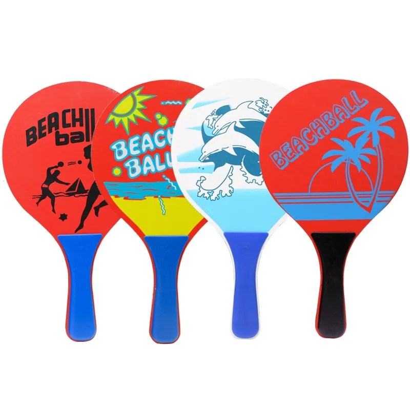 

1 Pair Wooden Beach Game Bat Badminton Racket Cartoon Plastic Handle Outdoor Game Beach Party Pickleball Racquet For Beginner