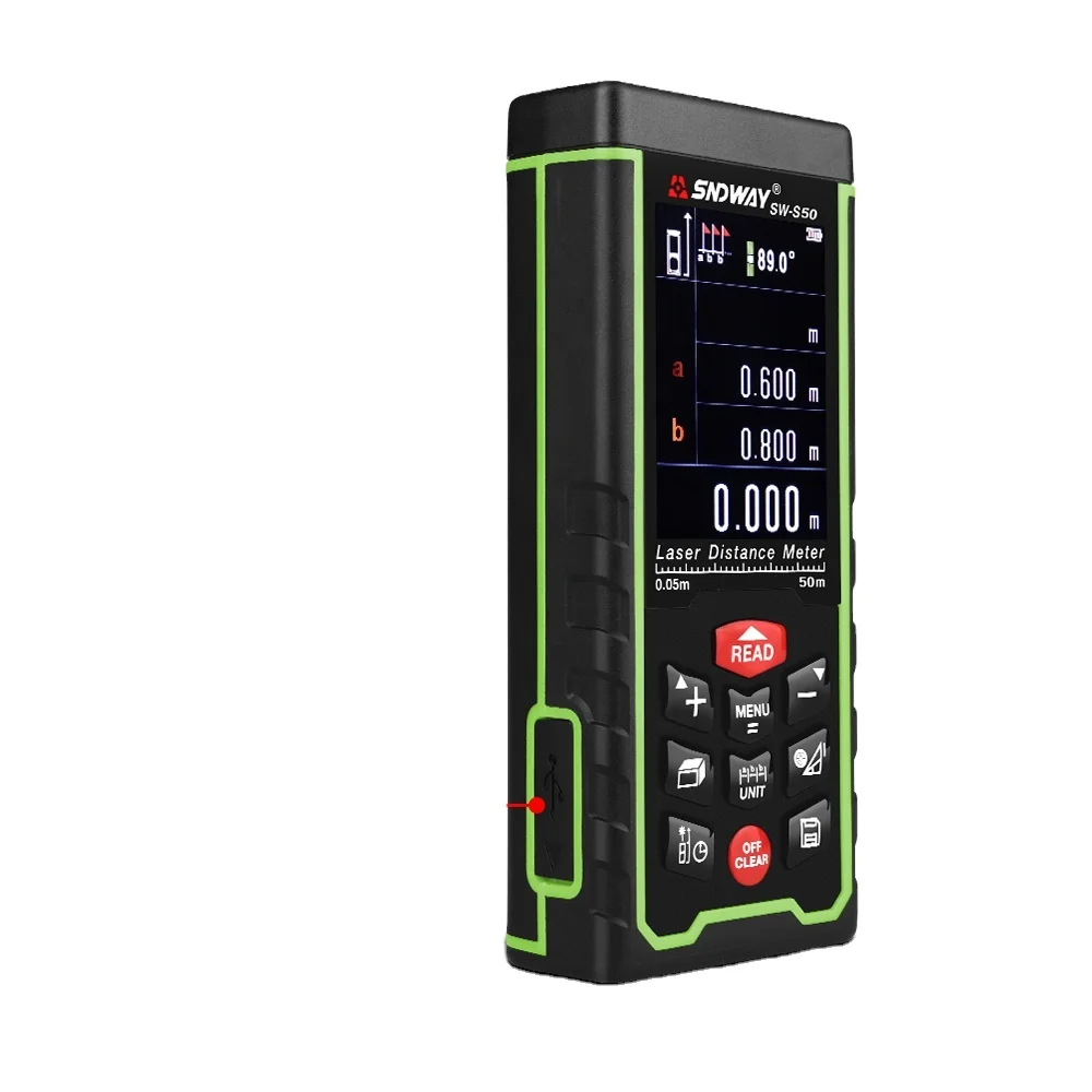 

SNDWAY OEM 0.05-50m (0.16 to 164ft) Rechargeable laser rangefinder with color LCD display and Angle Distance measure