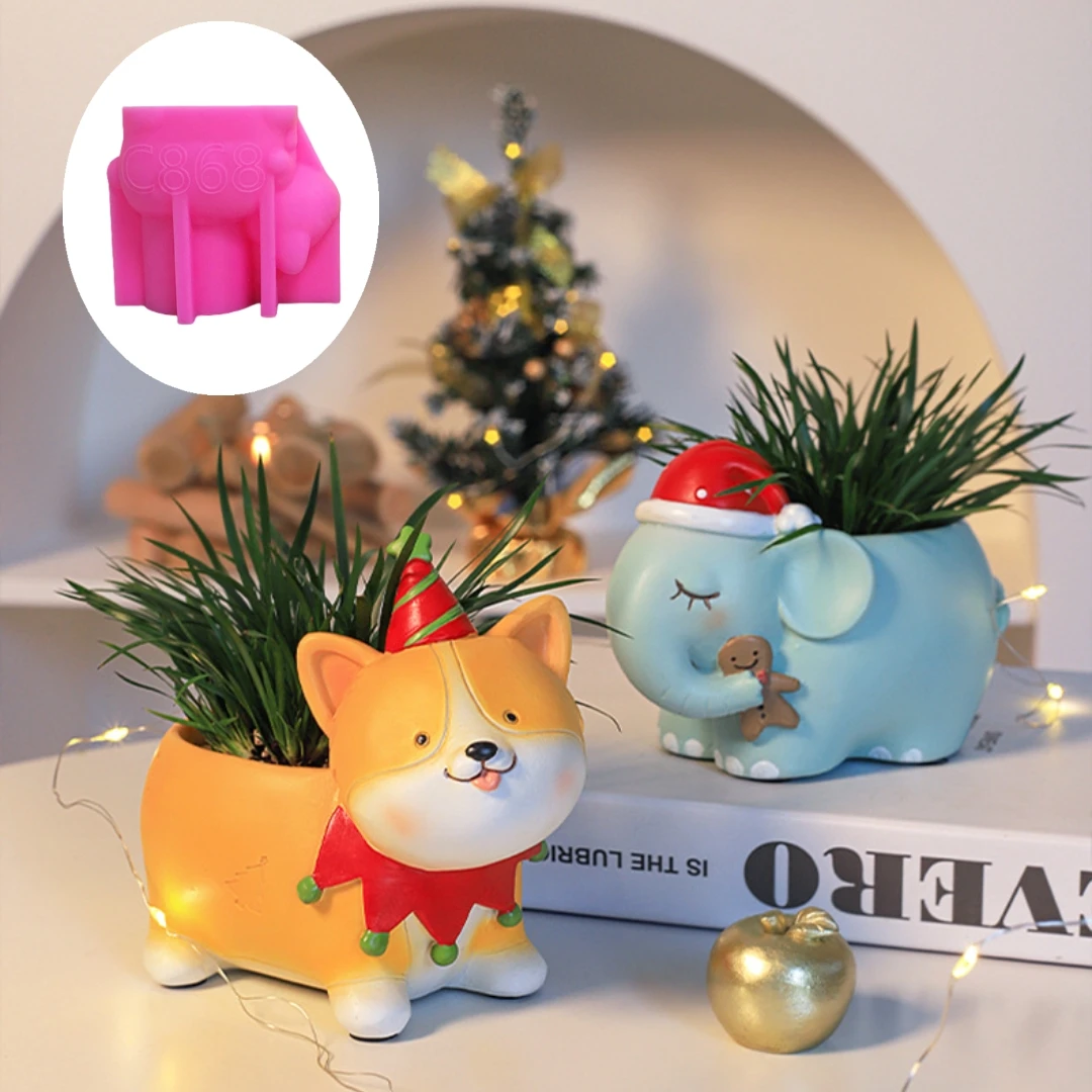 Рождественский подарок шапка слон еж суккулент растение цветочный горшок Смола