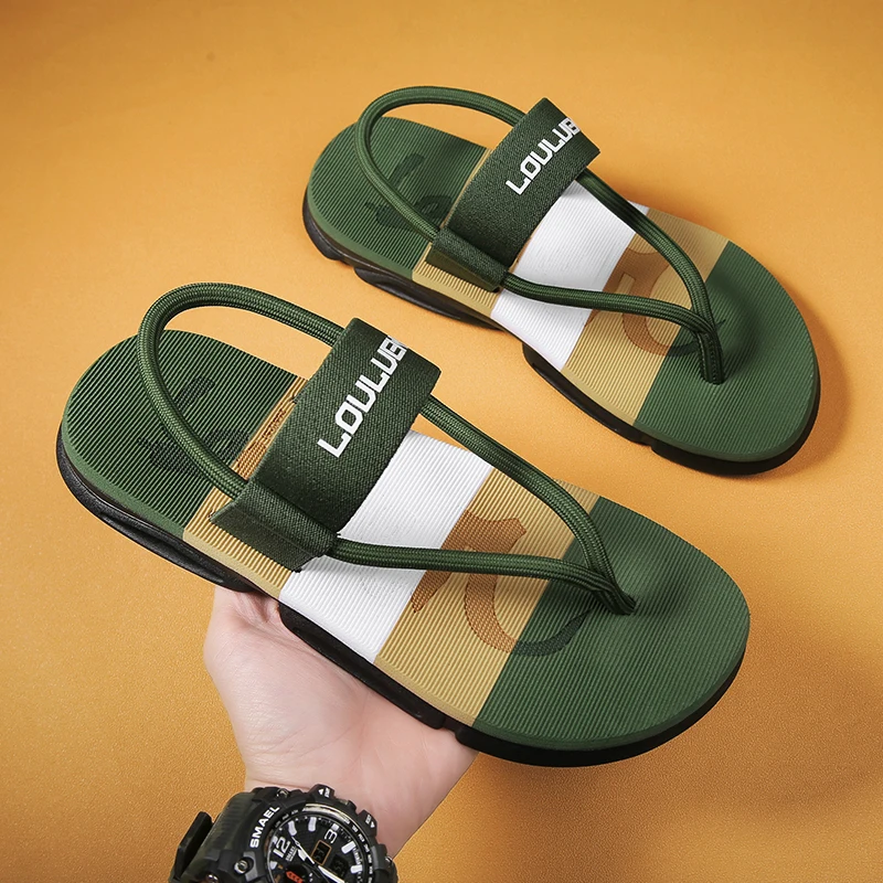 

New Men Flip-Flops Casual Man Slippers Summer Trend Men Sandals Color Matching Personality Breathable Beach Shoes Walking Shoes