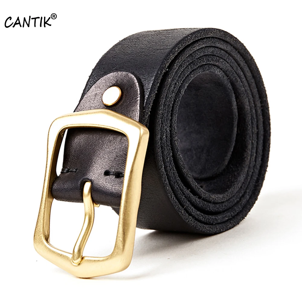 

CANTIK Top Quality 100% Pure Cow Genuine Leather Belts Retro Brass Buckle Male Design Jean Accessories for Men 10 Year Used 2006