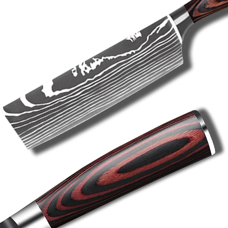 Кухонное мясо искусственный дамасский нож из нержавеющей стали для резки