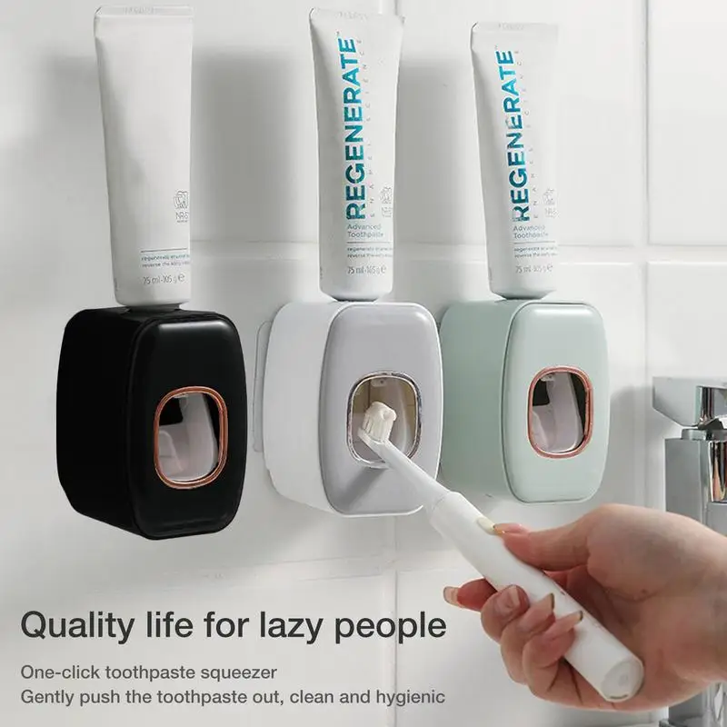 

Automatic Wall Mount Toothpaste Squeezer Adhesive Toothpaste Dispenser Bathroom Accessories Waterproof Toothpaste Holder Stand