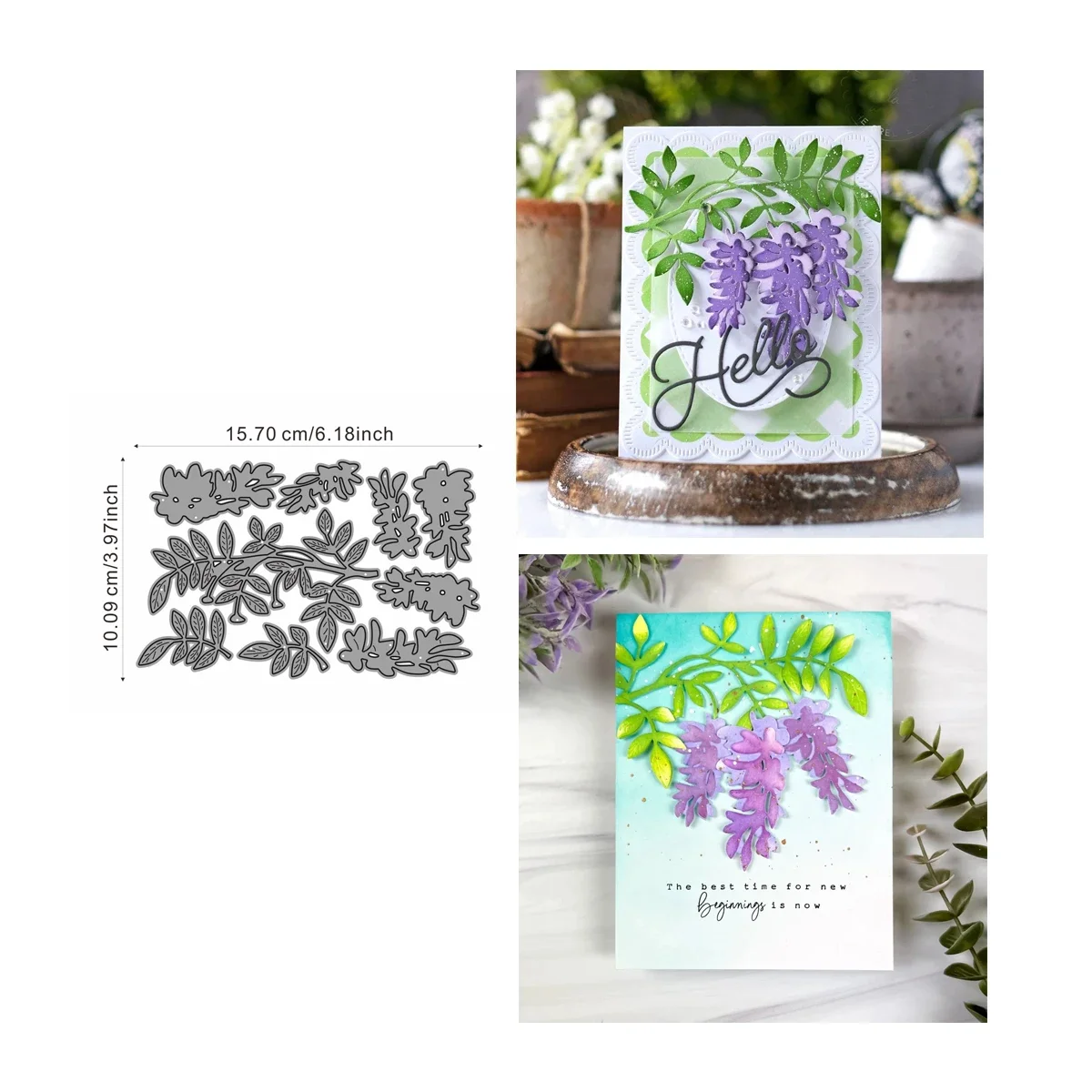 Новые металлические Вырубные штампы ботанические Глициния вырезанные для