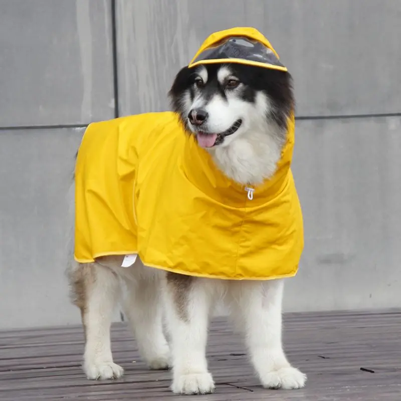 

Teddy Koki Golden Hair Pet Clothing Egg Yolk Man PU Dog Raincoat Large Dog Supplies Waterproof Outdoor