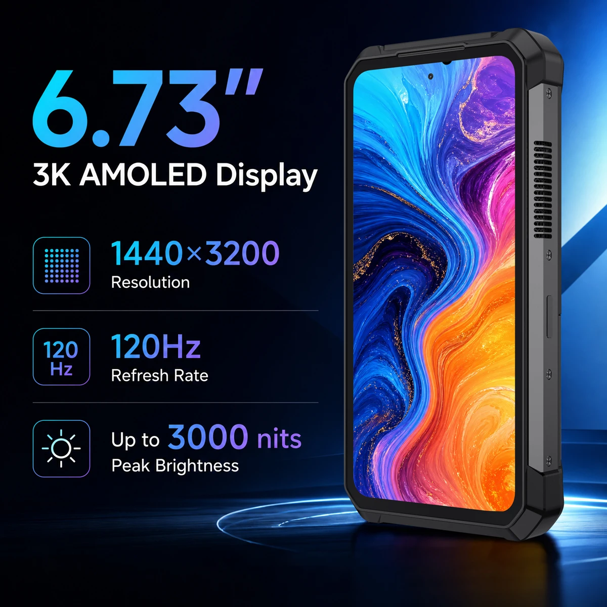Фото 8849 TANK 5 Unihertz 2K Projector Rugged Smartphone с eSIM, процессором Dimensity 9400e, 3K AMOLED-дисплеем, батареей 17600 мАч, яркостью 220 люмен, 18 ГБ ОЗУ + 512 ГБ памяти, Wi-Fi 7 №2