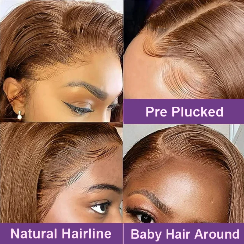 13x4 короткий парик Боб прямые шоколадно-коричневые 4 #13x4 на сетке спереди