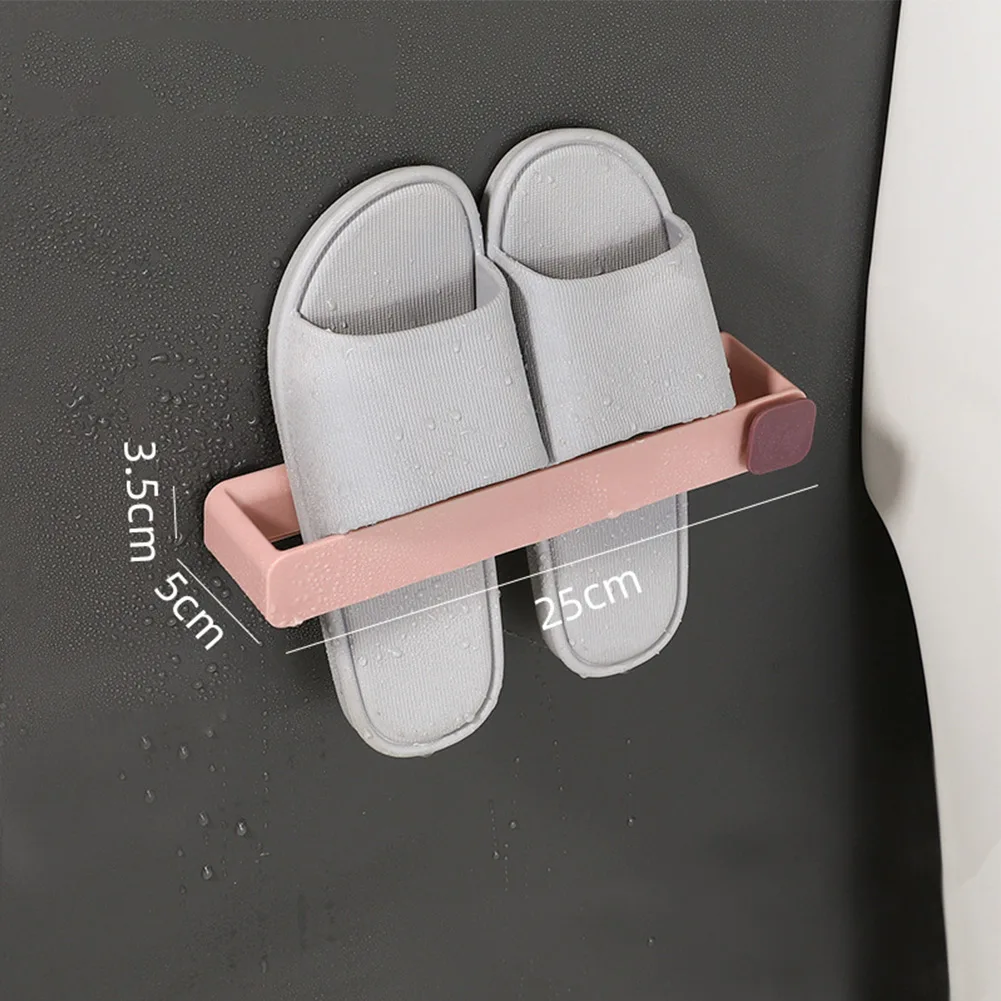 

Полка для обуви без отверстий, настенный крючок для обуви для ванной комнаты и тапочек, настенный стеллаж для хранения в туалете, полезная компактная полка для обуви