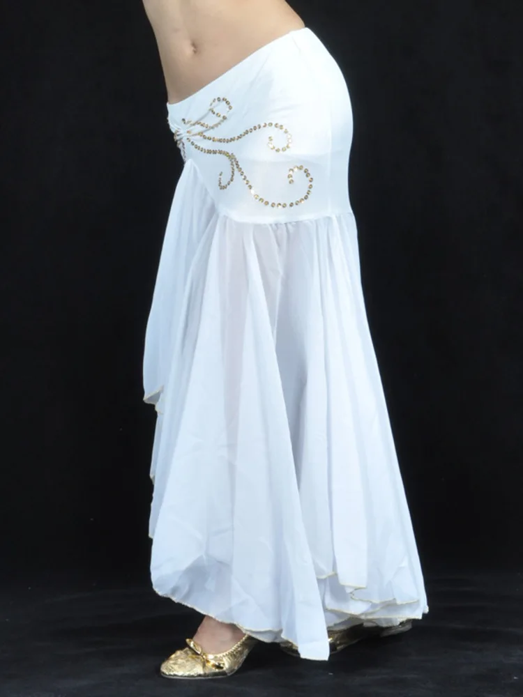 Костюм для танца живота однотонный юбка Восточная Арабская женская с блестками