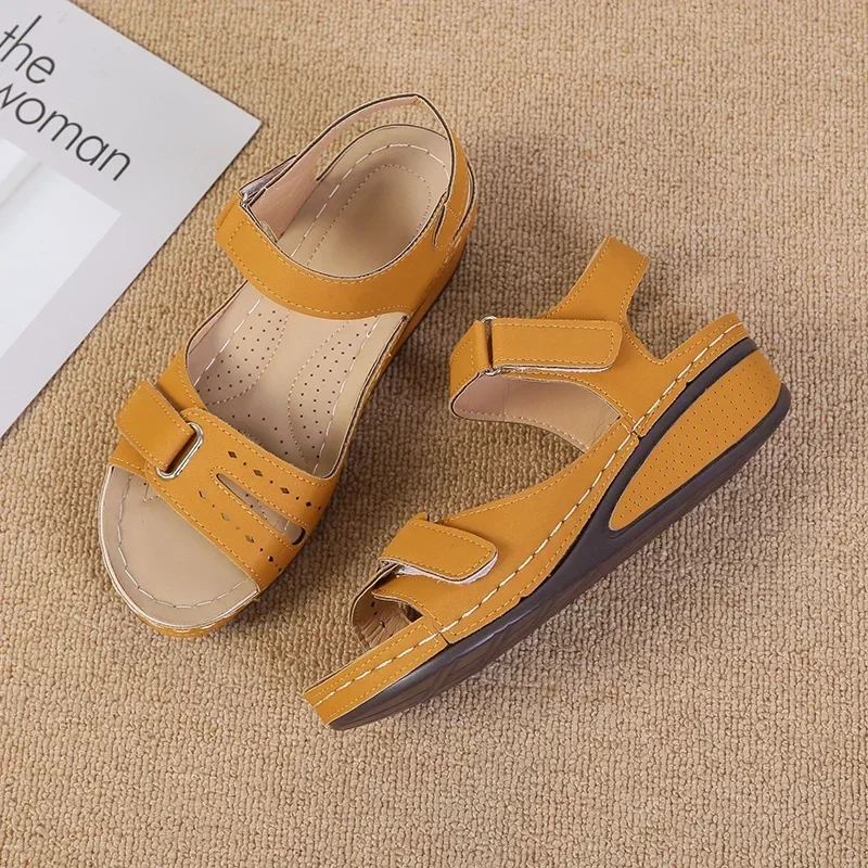 Сандалии женские кожаные ручной работы дышащие босоножки на плоской подошве