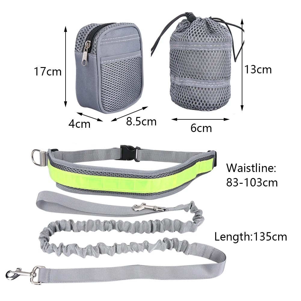 Выдвижной Поводок для собак эластичный светоотражающий шлейка с сумкой на пояс
