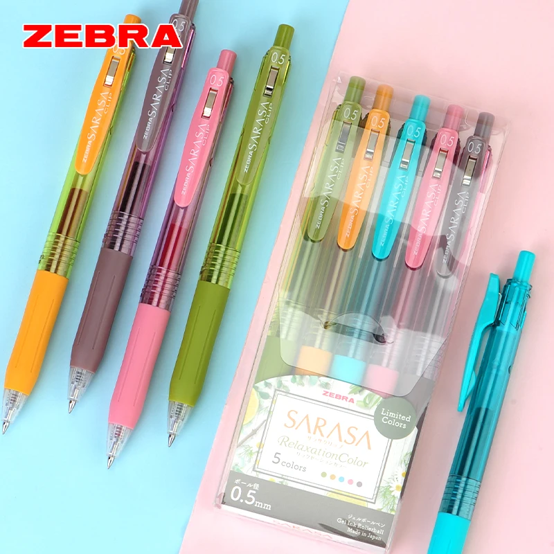 

5 Color ZEBRA SARASA Gel Pen Relaxed Color Limited JJ15 Students Use Color Press Type Gel Pen 0.5mm Painting Hand Account