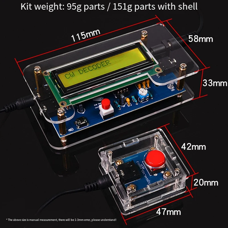 DC9V CW декодер считыватель азбуки Морзе DIY Trainer комплект ЖК-дисплей радиопечатная
