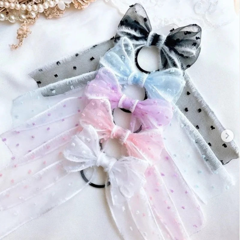 Лента из органзы с меховыми крапками для поделок ручной работы повязки на голову