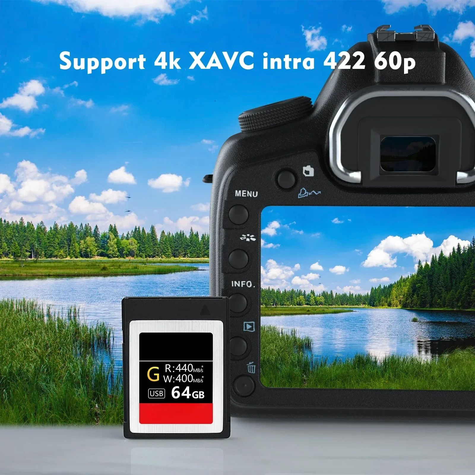 Карта памяти MLC XQD 5X Tough Flash Memory Card 64 ГБ/128 ГБ Высокоскоростная серия G | Максимальное