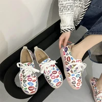 womens sports shoes sexy red lip print vulcanized shoes soft sole outdoor casual shoes 35 43 large size women shoes platform