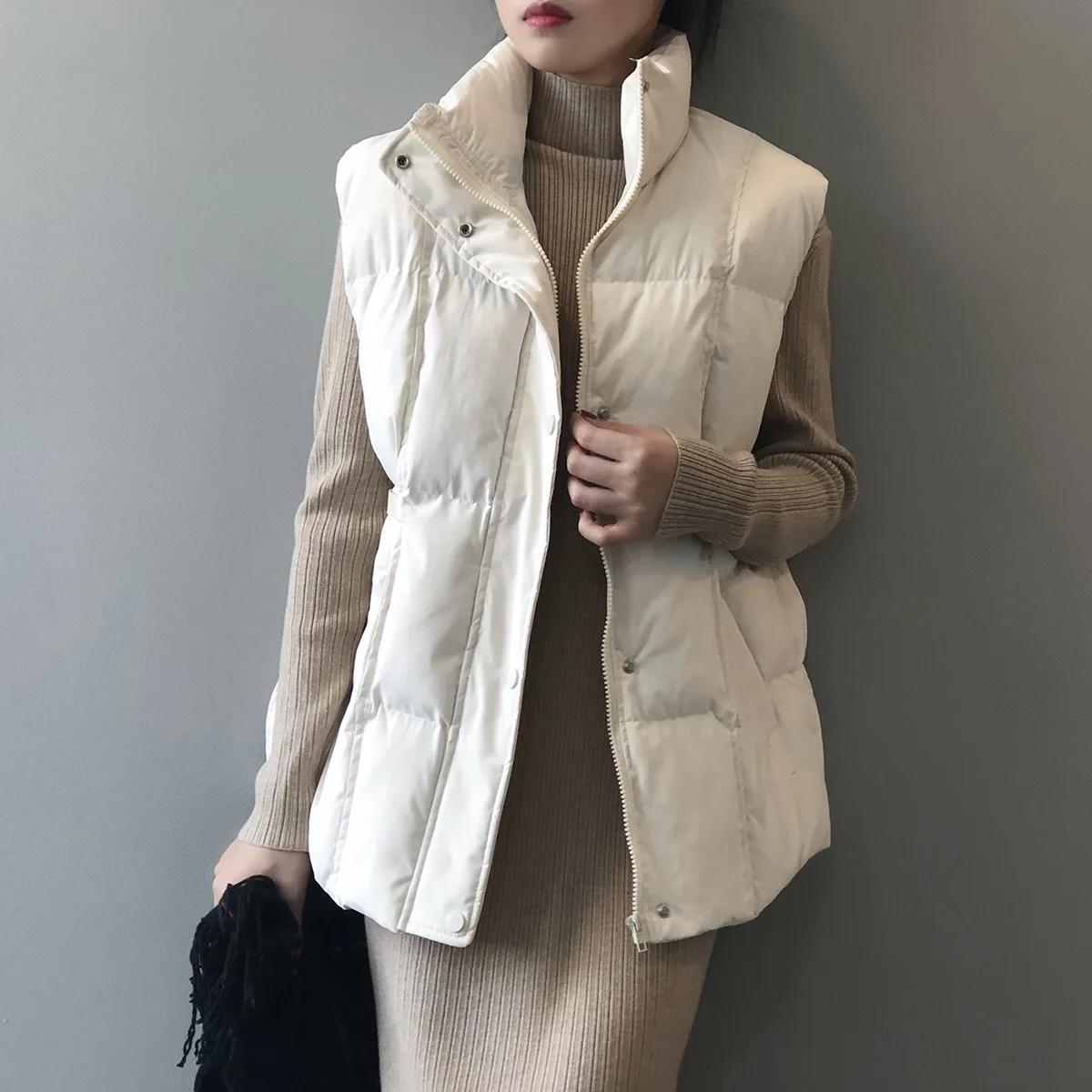 

Waistcoat Vest Women Stand-up Collar Cotton Vest Women Winter New Style Korean Waist Fashion Bread Suit Sleeveless Waistcoat