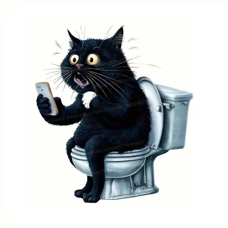 

Водонепроницаемая наклейка "Забавный черный кот"