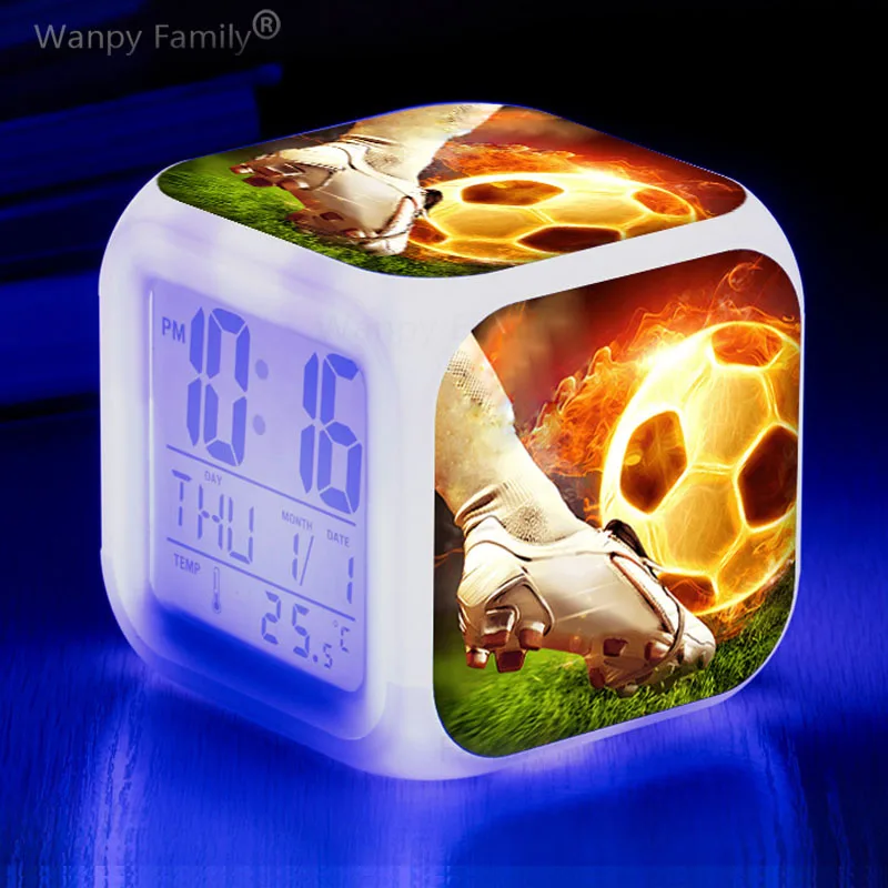 Soccer Ball Boys Girls Gifts Student Room Wake Up Timer Portable Desk Clock