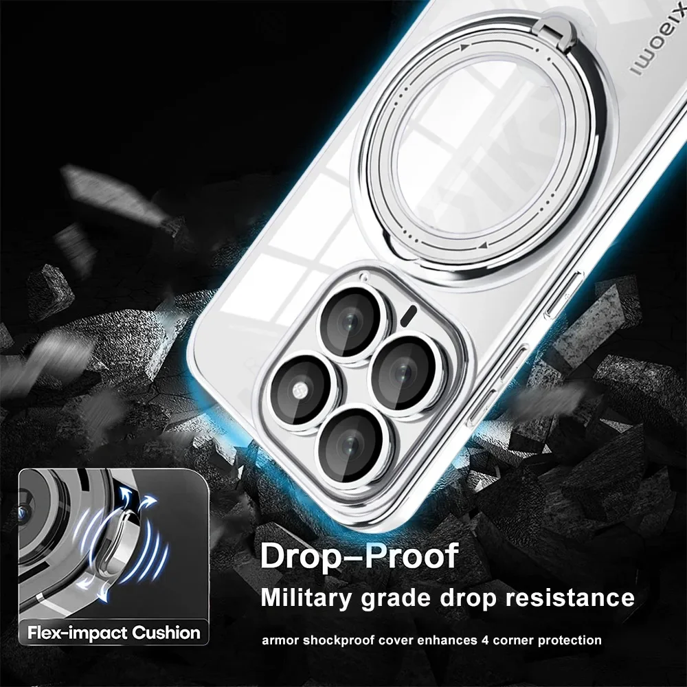 Чехол для Xiaomi 14T Pro Redmi Note 13 Plus 4G 5G Poco X6 Magsafe с прозрачным кольцом и беспроводной