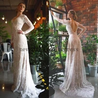 elegant mermaid wedding dress 2022 sexy backless full lace long sleeve bridal gowns bohemian beach backless wedding gown