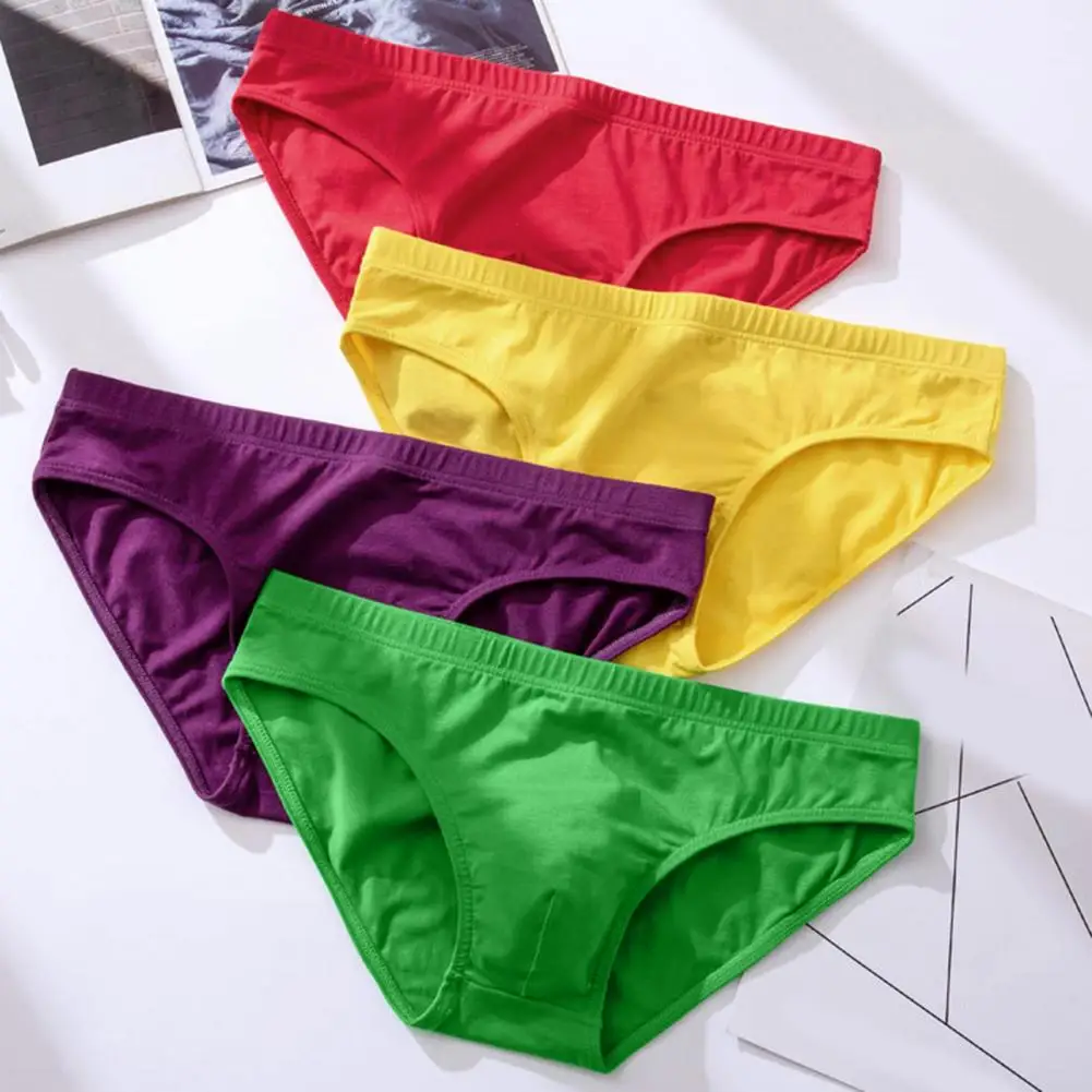 

Adult Man Briefs Stretchy Breathable Solid Color Male Underwear for Daily Life