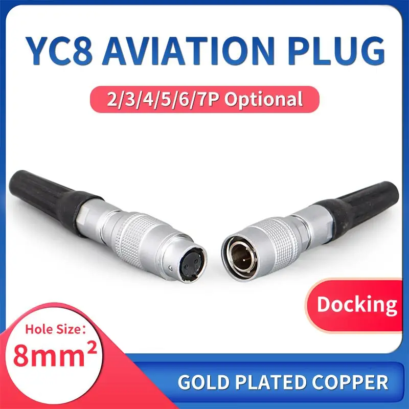 

1pc YC8 Aviation Plug Socket 2 3 4 5 6 7 Pin Docking Industry Metal Aviation Connector Male Female Quick Plug Connectors