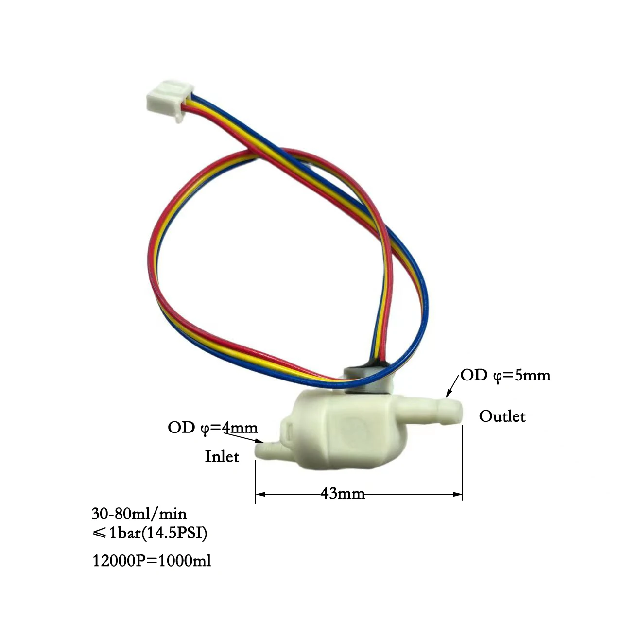 

USN-HS06PB 5 В XH2.54 6 мм OD линейный зеркальный небольшой датчик расхода воды турбинный расходомер 30-150 мл/мин точность 1% кофемашина
