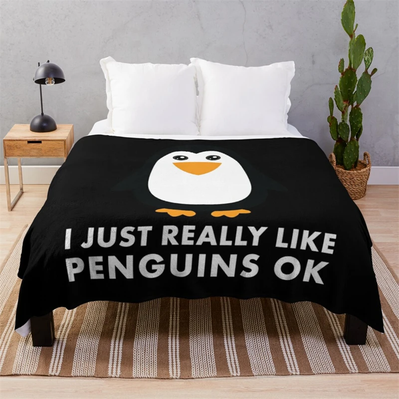 

Penguin Throw Blanket Cute Super Soft Cozy Flannel Lightweight Blanket for Girls Boys Adult Teen Nap Throw Blanket Room Decor