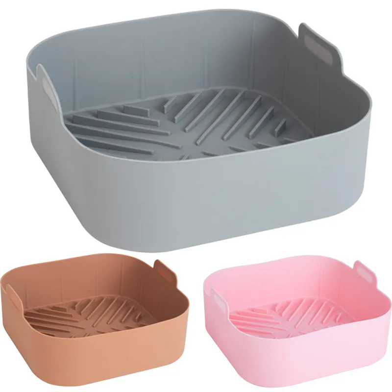 Airfryer Silicone Pot Basket Reusable Oven Baking Tray Fried Pizza Chicken Basket Baking Mat Mold  Easy to Clean Air Fryer Liner