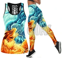 ice and fire dragon 3d printed tank toplegging combo outfit yoga fitness legging women