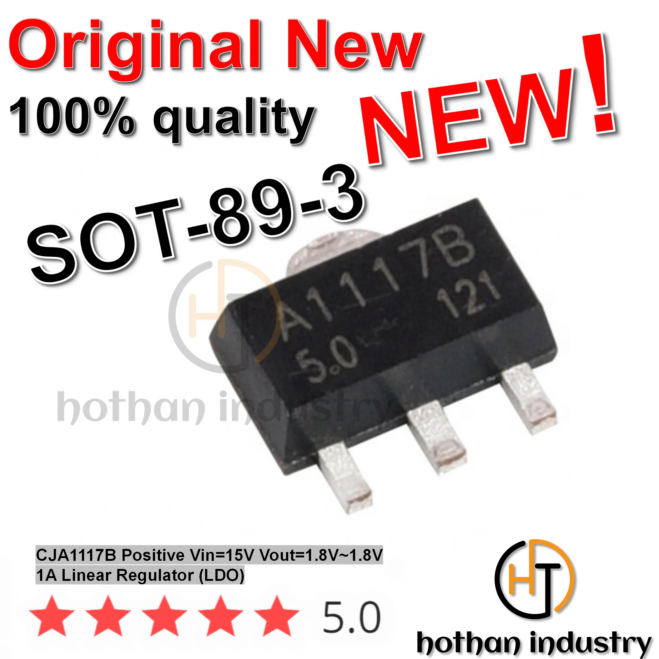 

【10pcs】2021+ hothan 100% Imported Orignal New A1117B CJA1117B Positive Vin=15V Vout=1.8V~1.8V 1A Linear Regulator (LDO)