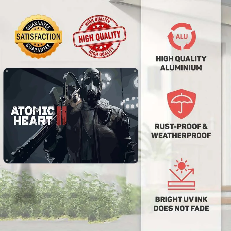 Фото Постер с иллюстрацией игры Atomic Heart II, ретро-дизайн, 3D-печать, металлические таблички, настенный декор, подарок для офиса, украшение для геймеров №2