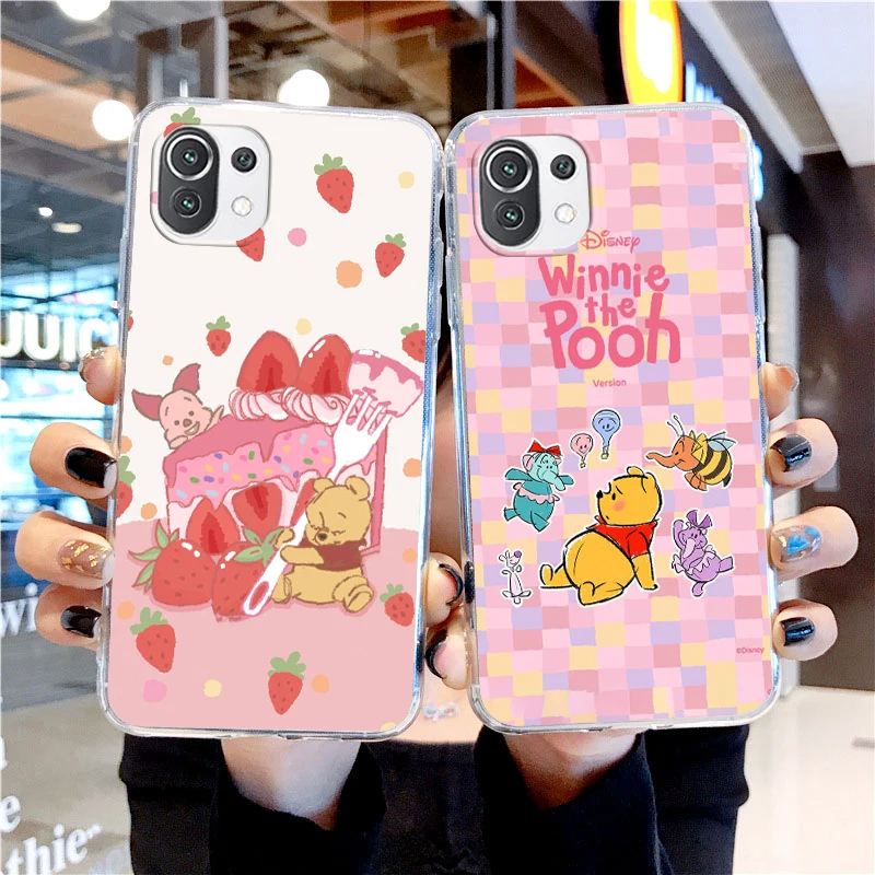 

Disney Winnie Pooh Pink Transparent Phone Case For Xiaomi Mi 13 Lite 12T 12S 12X 12 11 11T 11i 10T 10 9 Pro Ultra 5G Cover Shell