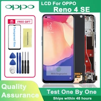 6 43 original super amoled lcd display for oppo reno 4 se lcd touch screen digitizer assembly replacement for reno 4 se peat00