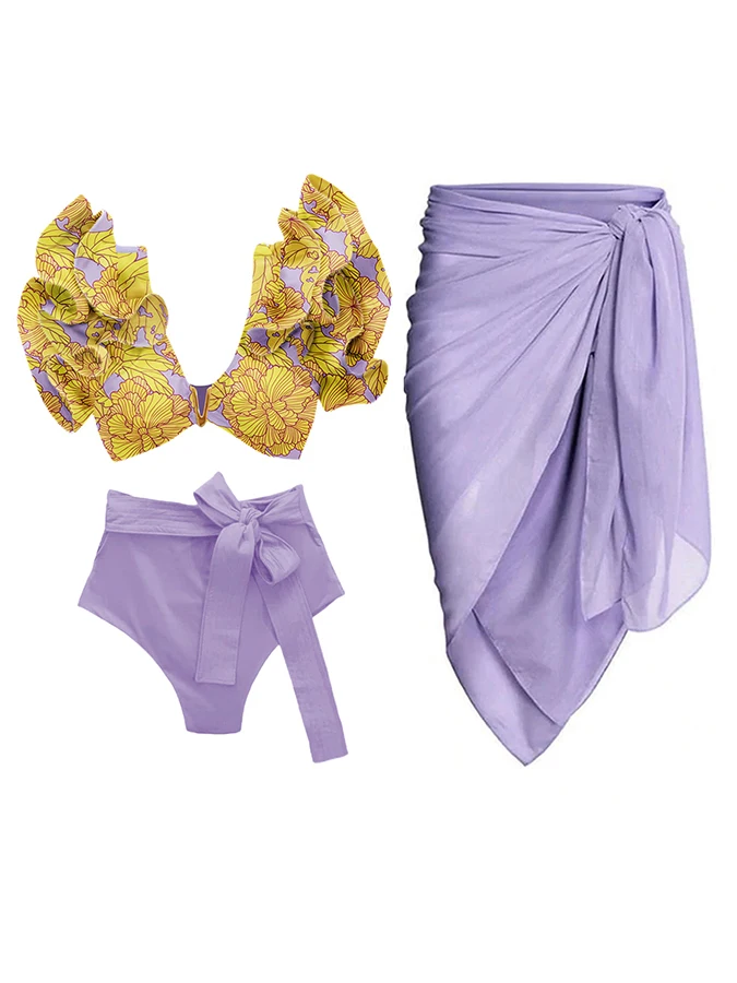 

Fashion One Piece Swimsuit Cover Up Women Ruffles Backless Bathing Suit Summer Swiming Suit 2023 Luxury Summer Beach Swimwear