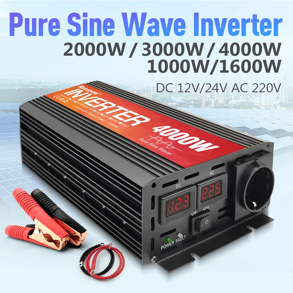 

Pure Sine Wave Inverter DC 12V 24V To AC 220V 50Hz 60Hz Peak Power 4000W 3000W 2000W 1600W 1000W Solar Inverters Transformer
